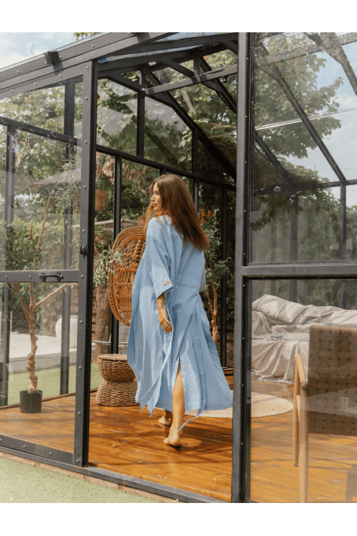 "OKINAWA" WOMEN'S BLUE KIMONO