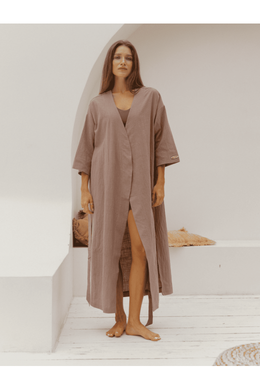 "OKINAWA" WOMEN'S KIMONO IN CAPPUCCINO COLOR