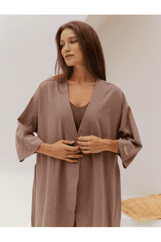 "OKINAWA" WOMEN'S KIMONO IN CAPPUCCINO COLOR