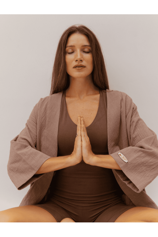 "OKINAWA" WOMEN'S KIMONO IN CAPPUCCINO COLOR