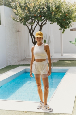 "LIEN - NONTSA" WOMEN'S MILK-COLORED SET WITH EMBROIDERED BICYCLES
