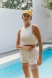"LIEN - NONTSA" WOMEN'S MILK-COLORED SET WITH EMBROIDERED BICYCLES